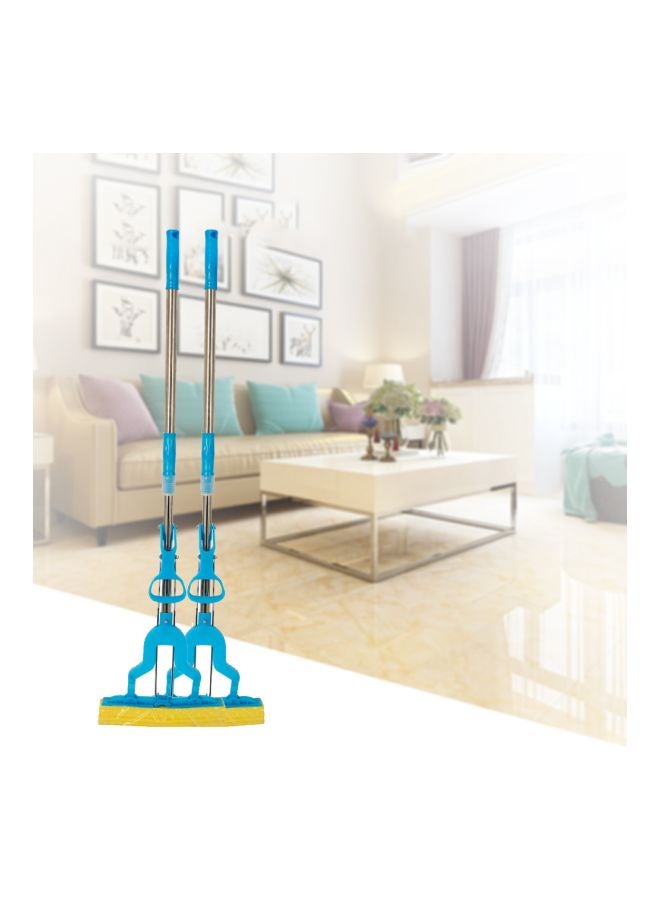 PVA Sponge Mop With Telescopic Pole Blue/Silver/Yellow 63x7x18cm - Image 2