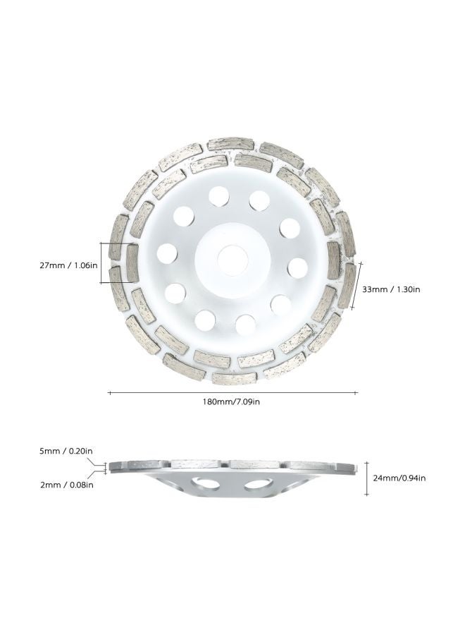 Diamond 2 Row Segment Grinding Wheel Silver 7inch  - Image 3