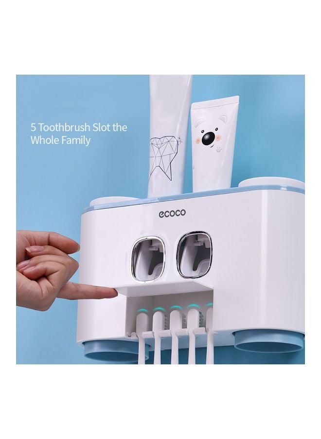 ecoco Wall-Mounted Toothbrush Holder With Toothpaste Dispenser White/Blue  - Image 5