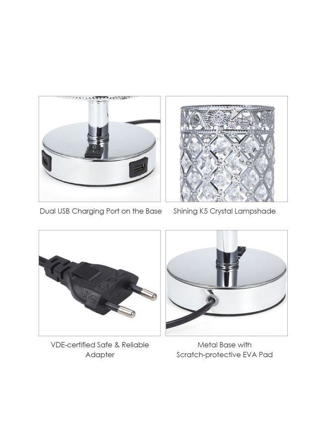 Tomshine Crystal Table Lamp Silver/Clear 27.00x13.00x13.00cm  - Image 3
