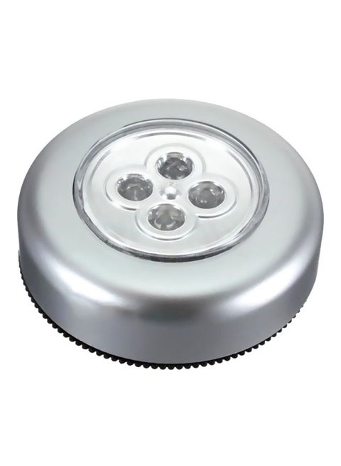 مصباح LED صغير لاسلكي دائري مزود بعدد 4 لمبات يعمل بالضغط. أبيض