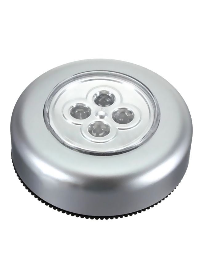 مصباح LED صغير لاسلكي دائري مزود بعدد 4 لمبات يعمل بالضغط. أبيض