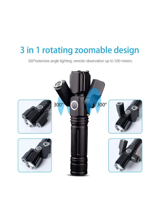 3-In-1 Rechargeable LED Flashlight Black 18.5x12x4.5cm - Image 2