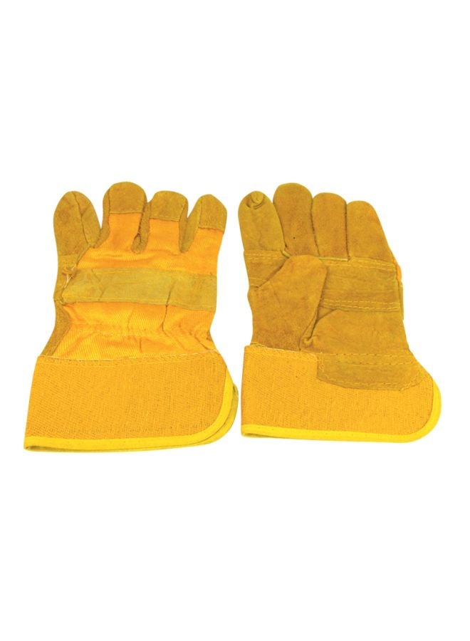 2-Piece Leather Gloves Yellow 28x15x4cm
