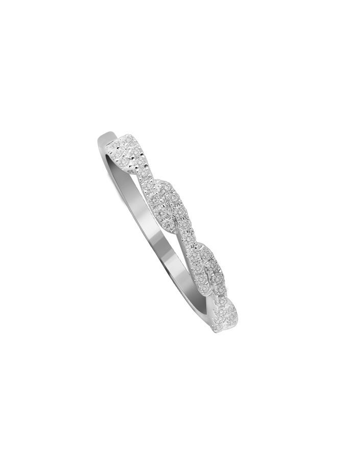 Lifestyle Fine Jewelry 14 Karat White Gold Diamond Studded Ring 