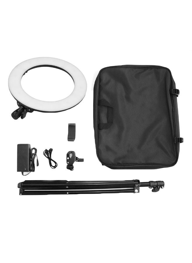 حلقة إضاءة محمولة للتصوير مع حامل ثلاثي القوائم أسود/ أبيض - Image 3