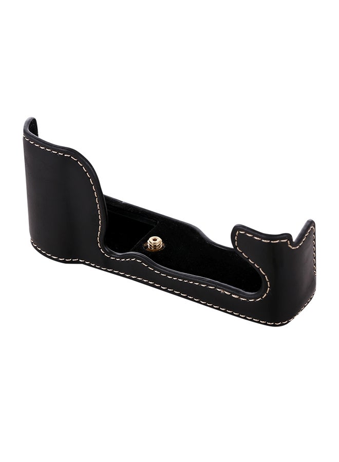 Generic PU Leather Camera Half Case Base For FUJIFILM X-A5 / X-A20 Black  - Image 1
