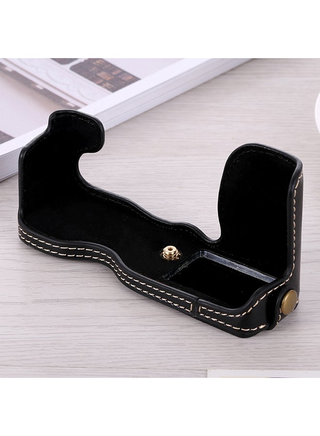 Generic PU Leather Camera Half Case Base For FUJIFILM X-A5 / X-A20 Black  - Image 2