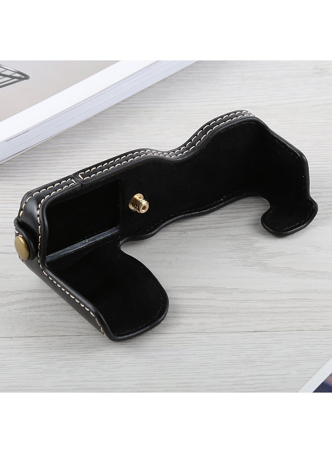 Generic PU Leather Camera Half Case Base For FUJIFILM X-A5 / X-A20 Black  - Image 3
