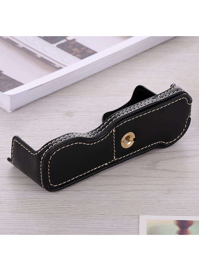 Generic PU Leather Camera Half Case Base For FUJIFILM X-A5 / X-A20 Black  - Image 4
