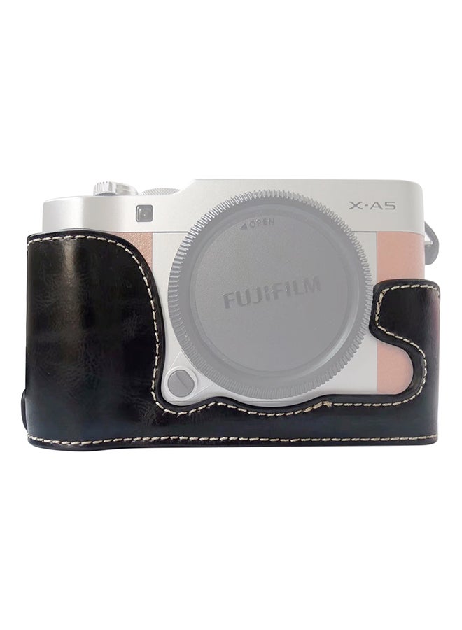 Generic PU Leather Camera Half Case Base For FUJIFILM X-A5 / X-A20 Black  - Image 5