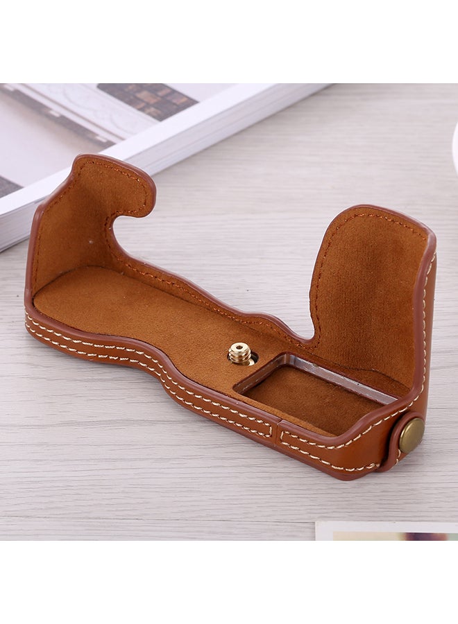PU Leather Camera Half Case Base For FUJIFILM X-A5 / X-A20 Brown  - Image 2