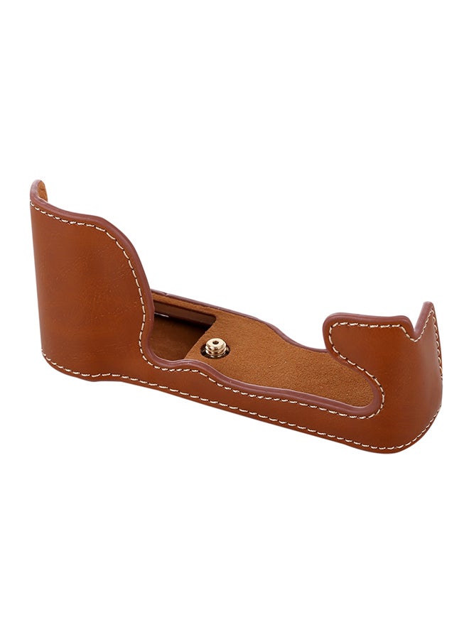 PU Leather Camera Half Case Base For FUJIFILM X-A5 / X-A20 Brown  - Image 1