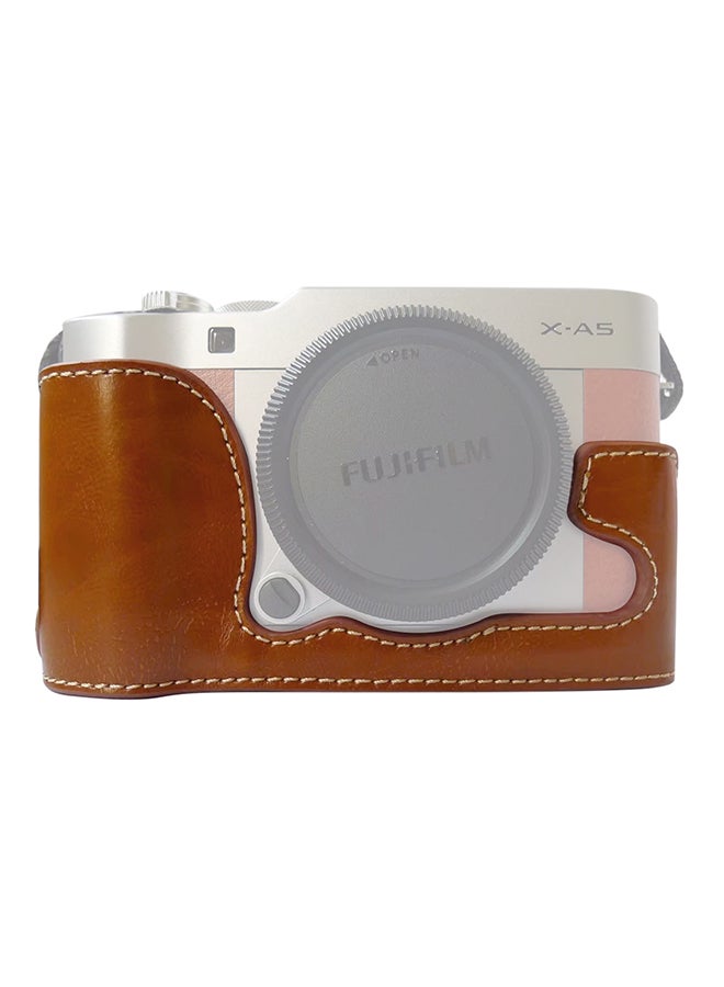 PU Leather Camera Half Case Base For FUJIFILM X-A5 / X-A20 Brown  - Image 5