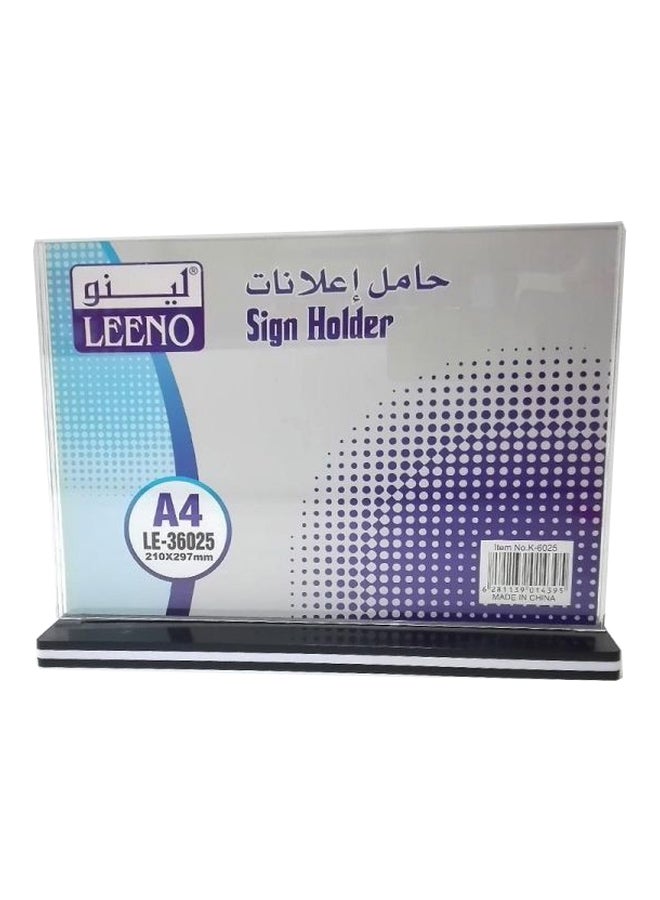 LEENO A4 Two Face Sign Holder Clear/Black/White