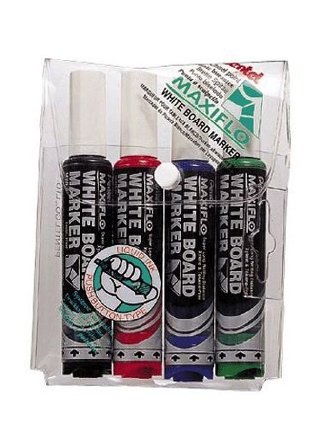 مجموعة أقلام ماركر ماكسيفليو قابلة للمسح للسبورة البيضاء مكونة من 4 قطع متعدد الألوان