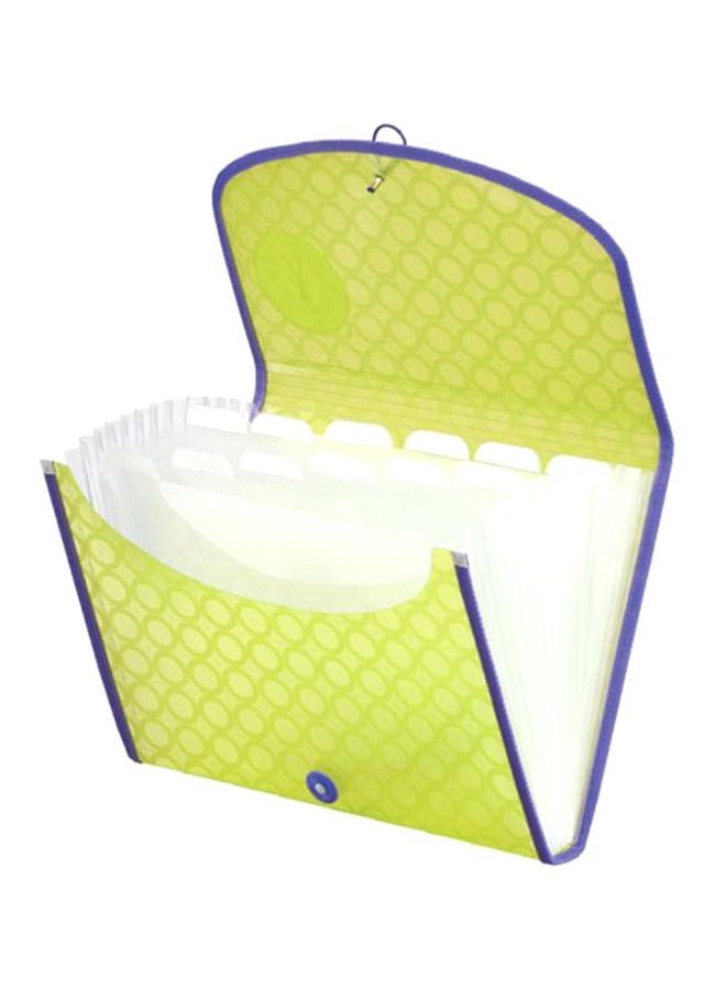 A4 Expanding File Folder Light Green/Purple