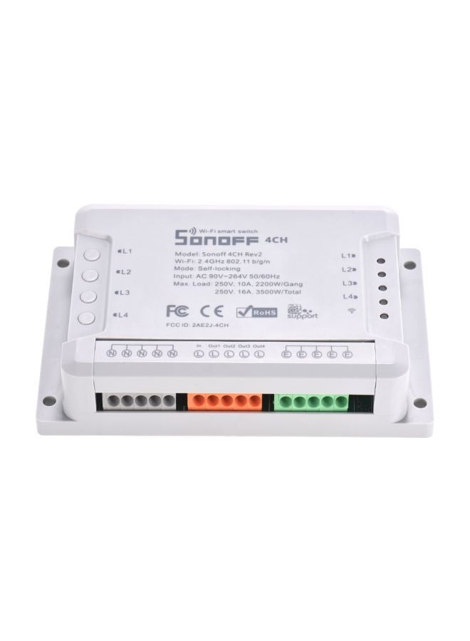 SONOFF 4-Channel Rev2 Wi-Fi Light Smart Swtich White/Black - Image 1