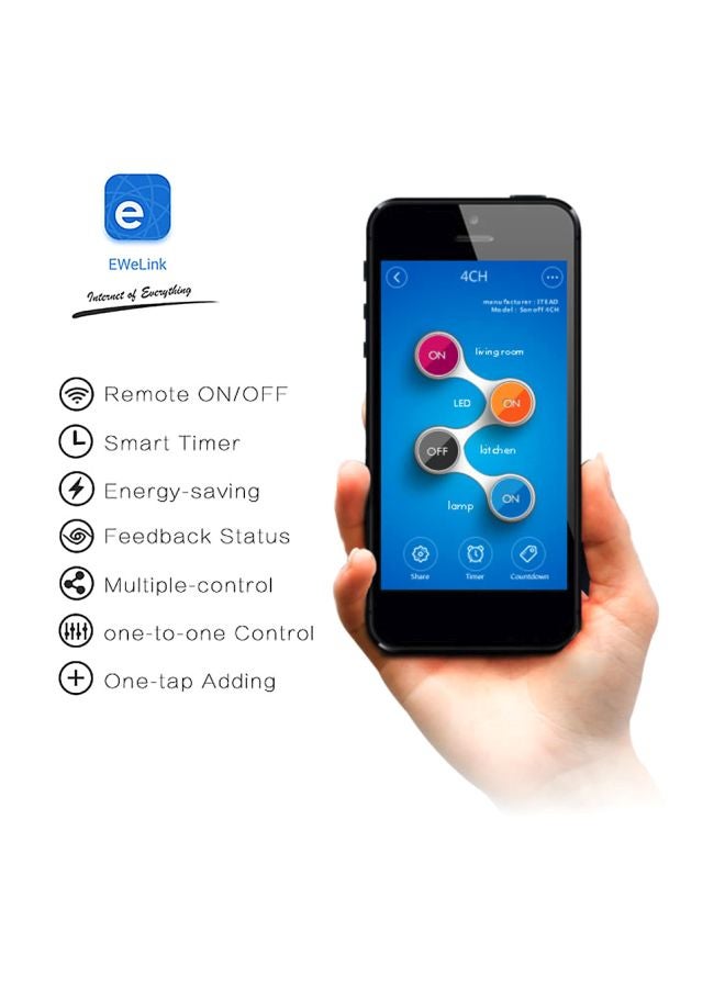 SONOFF 4-Channel Rev2 Wi-Fi Light Smart Swtich White/Black - Image 3