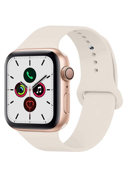 Solid Silicone Replacement Band For Apple Watch Series 5/4/3/2/1 Antique White