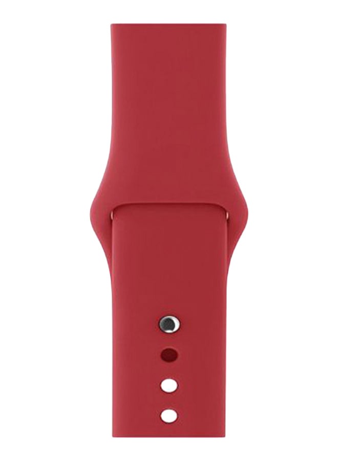 Perfii - Solid Replacement Band For Apple Watch Series 5/4/3/2/1 Wine Red - Image 1