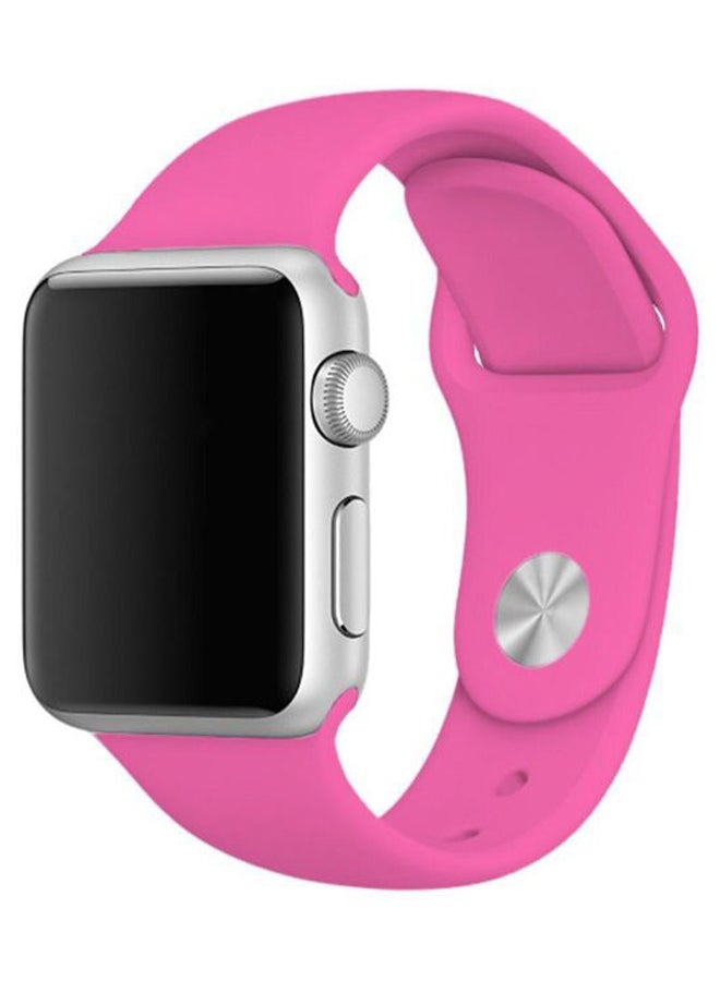 Perfii - Solid Replacement Band For Apple Watch Series 5/4/3/2/1 Barbie Pink - Image 1