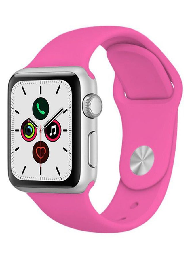 Perfii - Solid Replacement Band For Apple Watch Series 5/4/3/2/1 Barbie Pink - Image 1