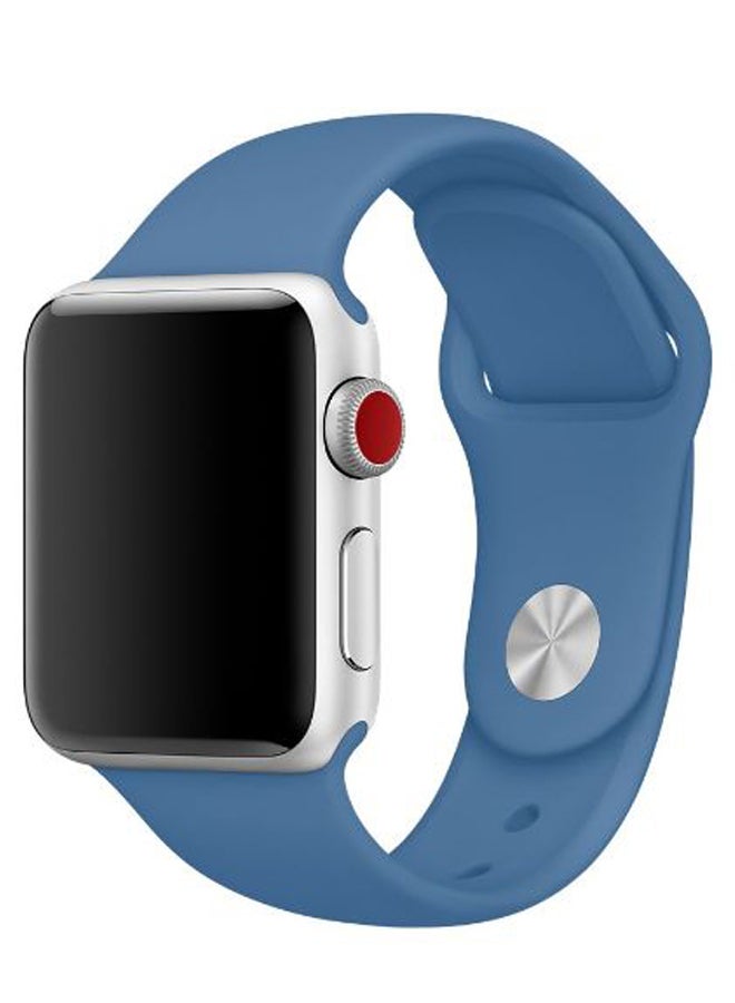Perfii - Solid Replacement Band For Apple Watch Series 5/4/3/2/1 Denim Blue - Image 1