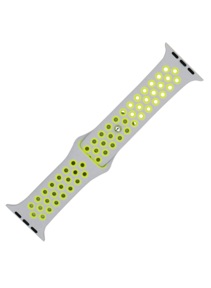 Perfii - Dot Replacement Band For Apple Watch Series 5/4/3/2/1 Silver/Neon - Image 1
