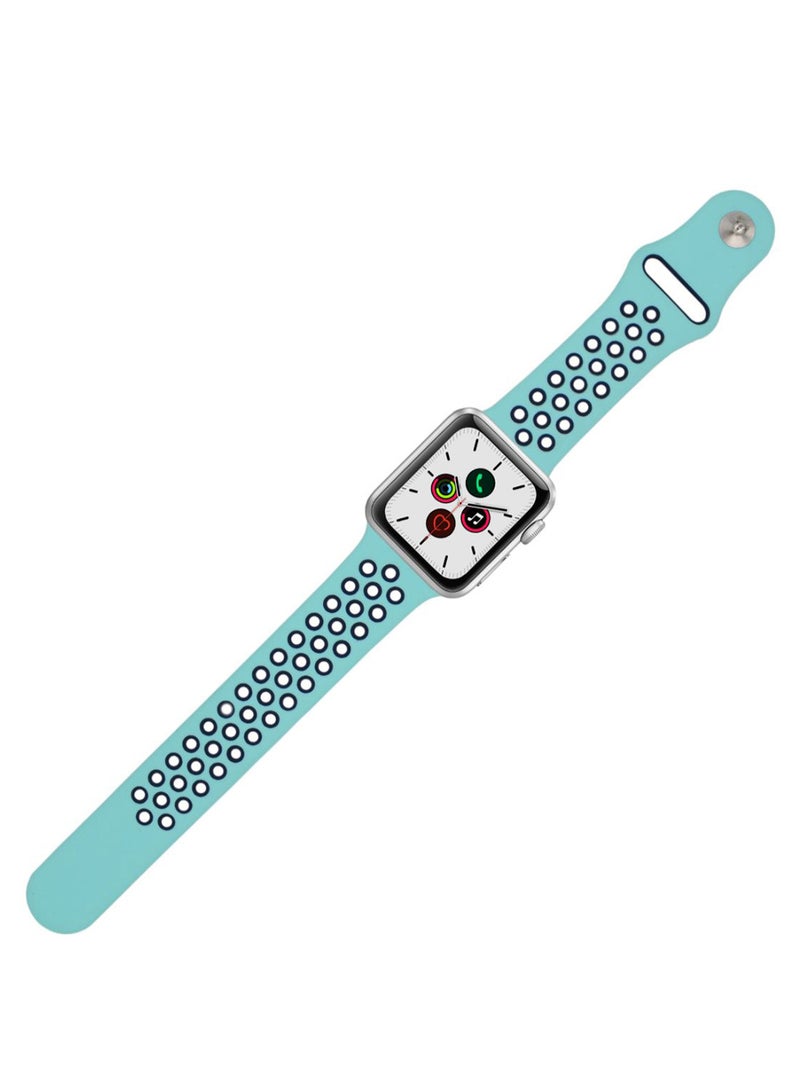 Perfii - Dot Replacement Band For Apple Watch Series 5/4/3/2/1 Turquoise/Back - Image 1