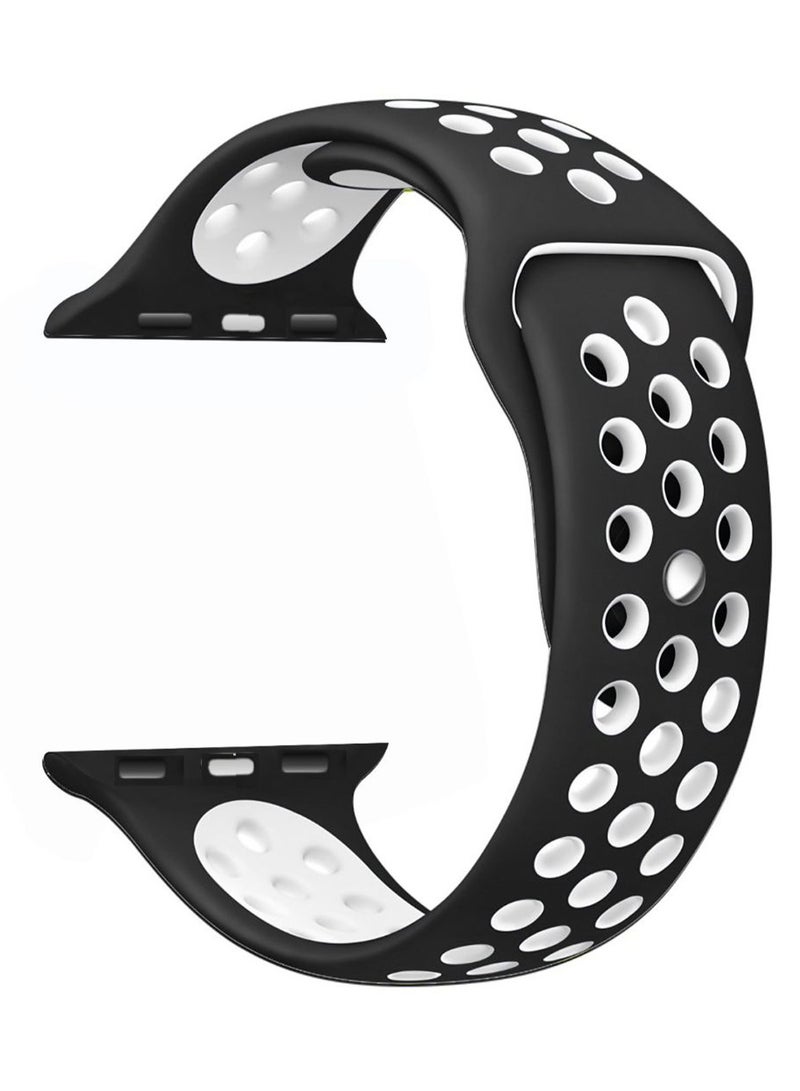 Perfii - Dot Replacement Band For Apple Watch Series 5/4/3/2/1 Black/White - Image 1