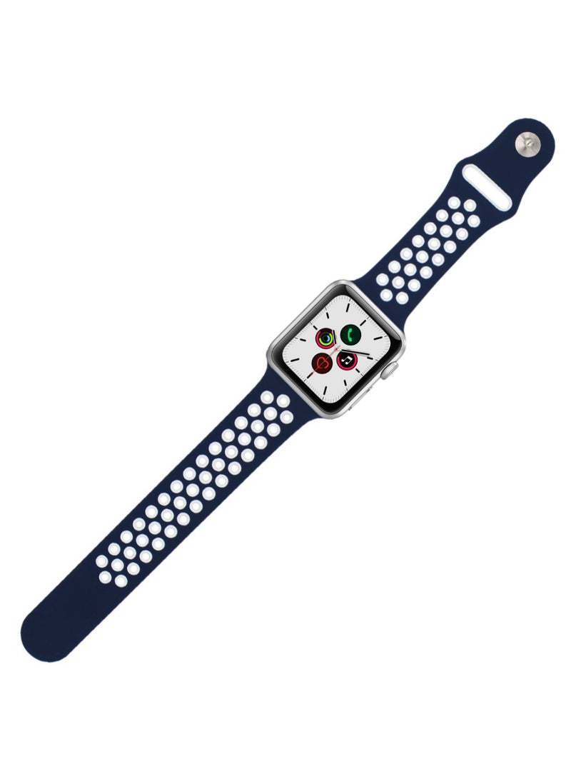 Perfii - Dot Replacement Band For Apple Watch Series 5/4/3/2/1 Blue/White - Image 1