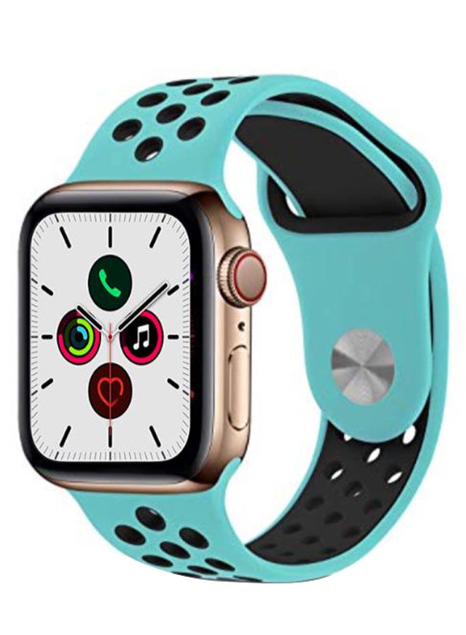 Perfii - Dot Replacement Band For Apple Watch Series 5/4/3/2/1 Turquoise/Back - Image 1