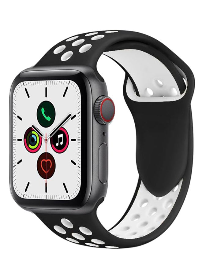 Perfii - Dot Replacement Band For Apple Watch Series 5/4/3/2/1 Black/White - Image 1