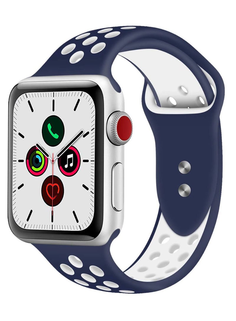 Perfii - Dot Replacement Band For Apple Watch Series 5/4/3/2/1 Blue/White - Image 1