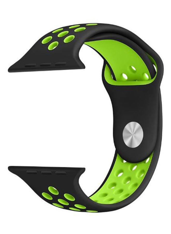 Perfii - Dot Replacement Band For Apple Watch Series 5/4/3/2/1 Black/Green - Image 1