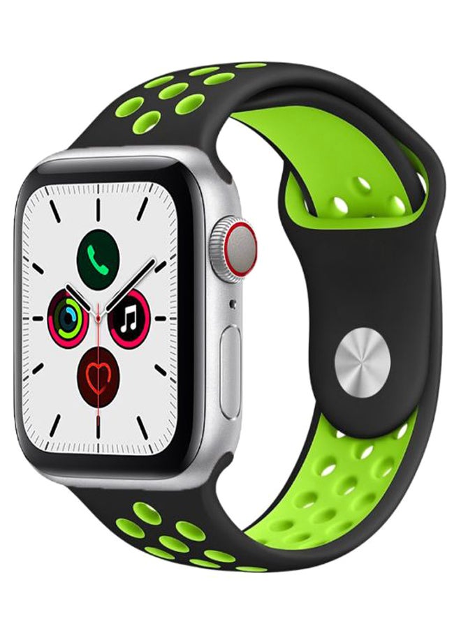 Perfii - Dot Replacement Band For Apple Watch Series 5/4/3/2/1 Black/Green - Image 1