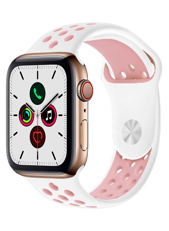Perfii - Dot Replacement Band For Apple Watch Series 5/4/3/2/1 White/Light Pink - Image 1