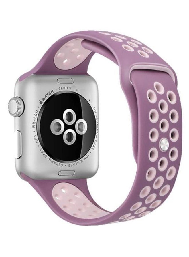 Perfii - Dot Replacement Band For Apple Watch Series 5/4/3/2/1 Violet/Pink - Image 1