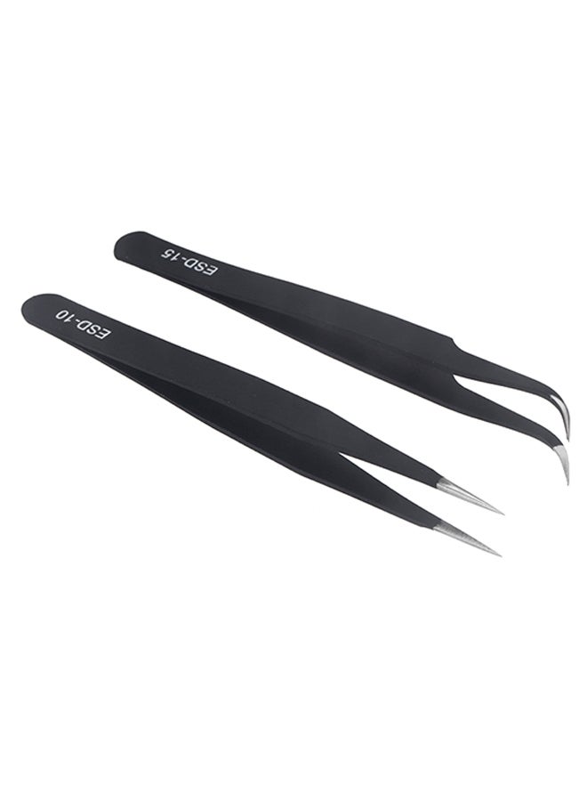 2-Piece Nail Nipper And Tweezer Set Black - Image 1