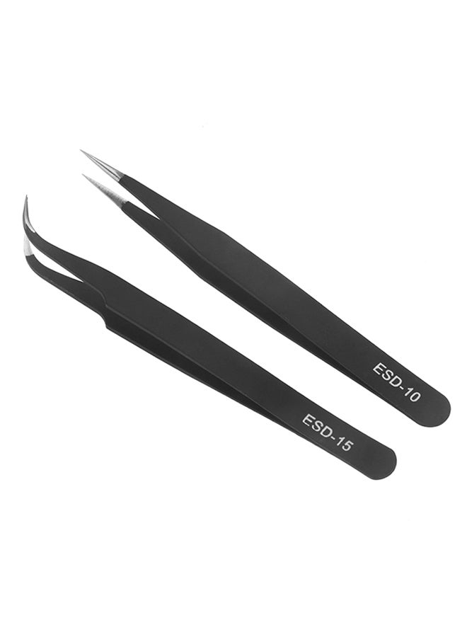 2-Piece Nail Nipper And Tweezer Set Black - Image 2