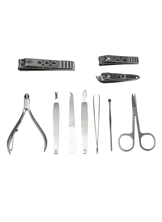 ANSELF 10-Piece Professional Manicure Tool Set Silver 15.50 x 2.30 x 8.50cm - Image 2