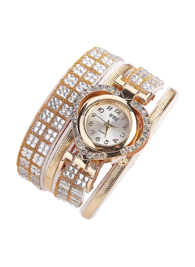 women Rhinestone Decor Analog Bracelet Wrist Watch NSSB037005911 