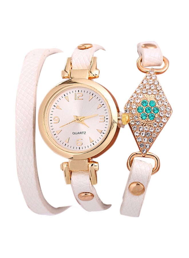 women Casual Rhinestone Decor Analog Bracelet Wrist Watch NSSB037005958 