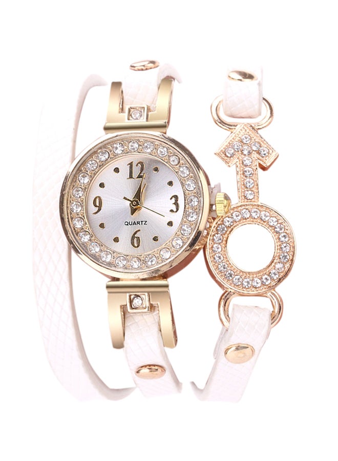 women Rhinestone Decor Analog Bracelet Wrist Watch NSSB037005965 