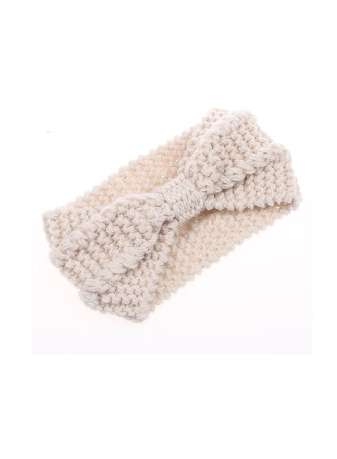 Bowknot Pattern Hair Elastic Beige One size