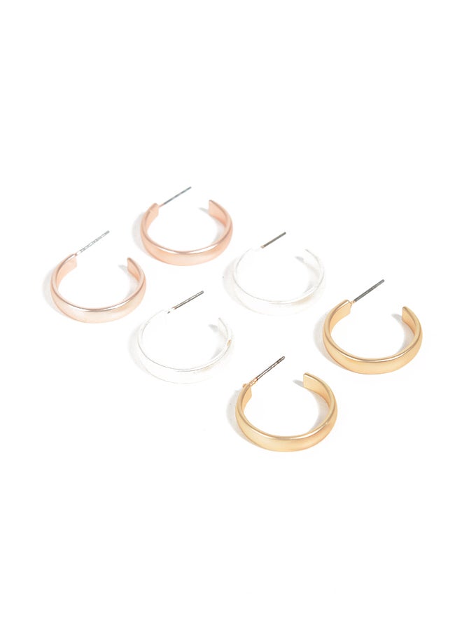 3 Pairs Small Stylish Hoop Earrings