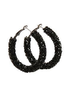Medium Rhinestone Decor Hoop Earrings