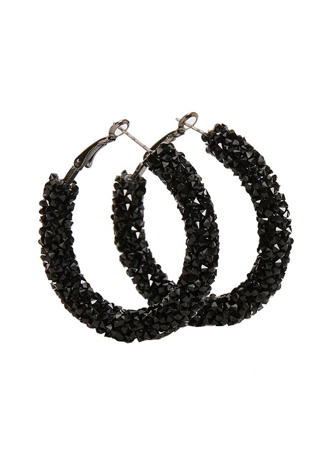 PARFOIS - Medium Rhinestone Decor Hoop Earrings - Image 1