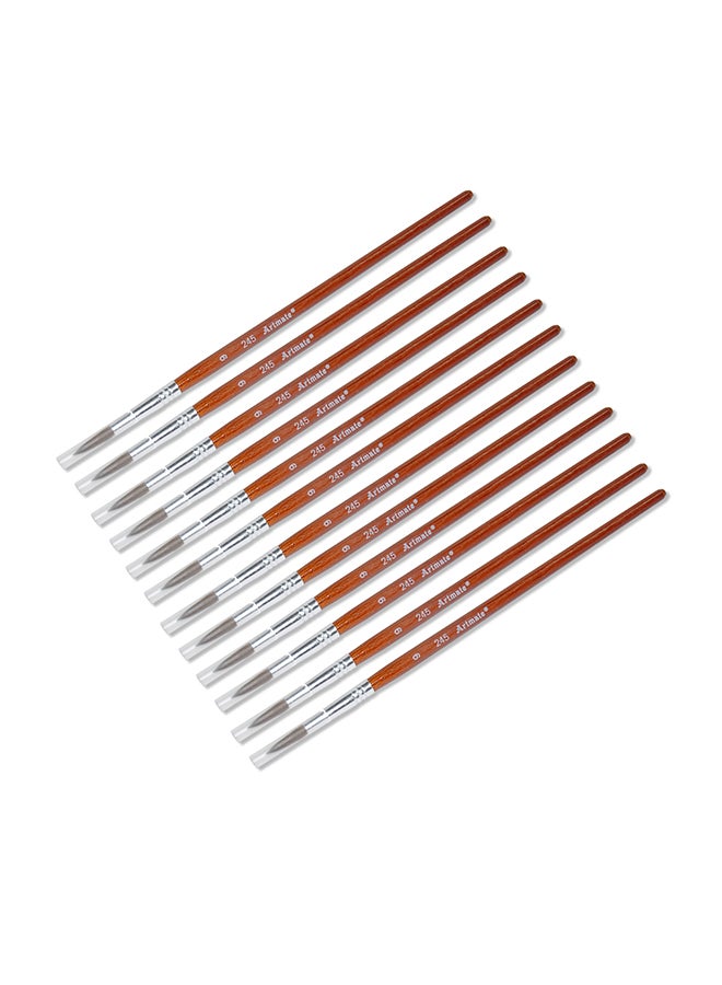 آرتمايت مجموعة فرش للرسم عالية الجودة من 12 قطعة بني/فضي - Image 1